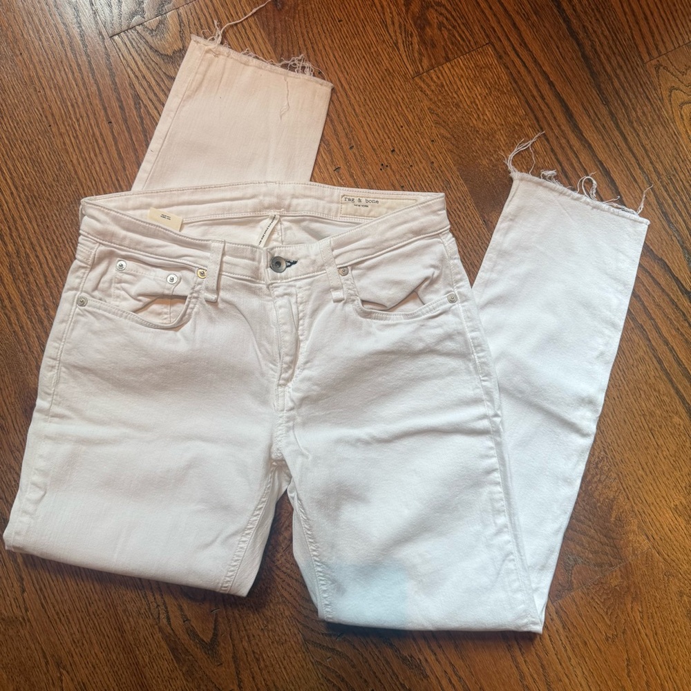 rag & bone Dre Low-rise Ankle Slim White Boyfriend Jeans